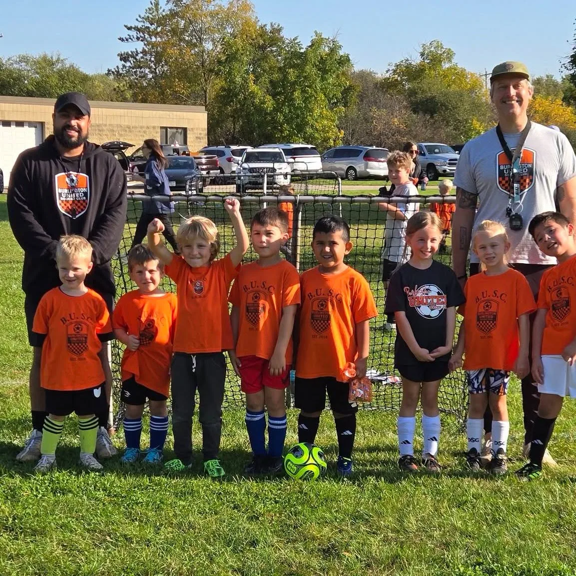 Burlington United players together on the field